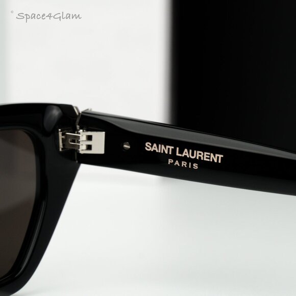 BRAND NEW Saint Laurent SLM127/F 001 Black Black Cat Eye Women Sunglasses - Picture 6 of 10